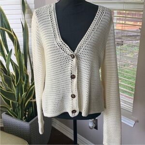 Joie open knit cotton cream cardigan